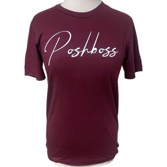 Poshboss Tee Burgundy and White Hand Painted - Picture 2 of 2